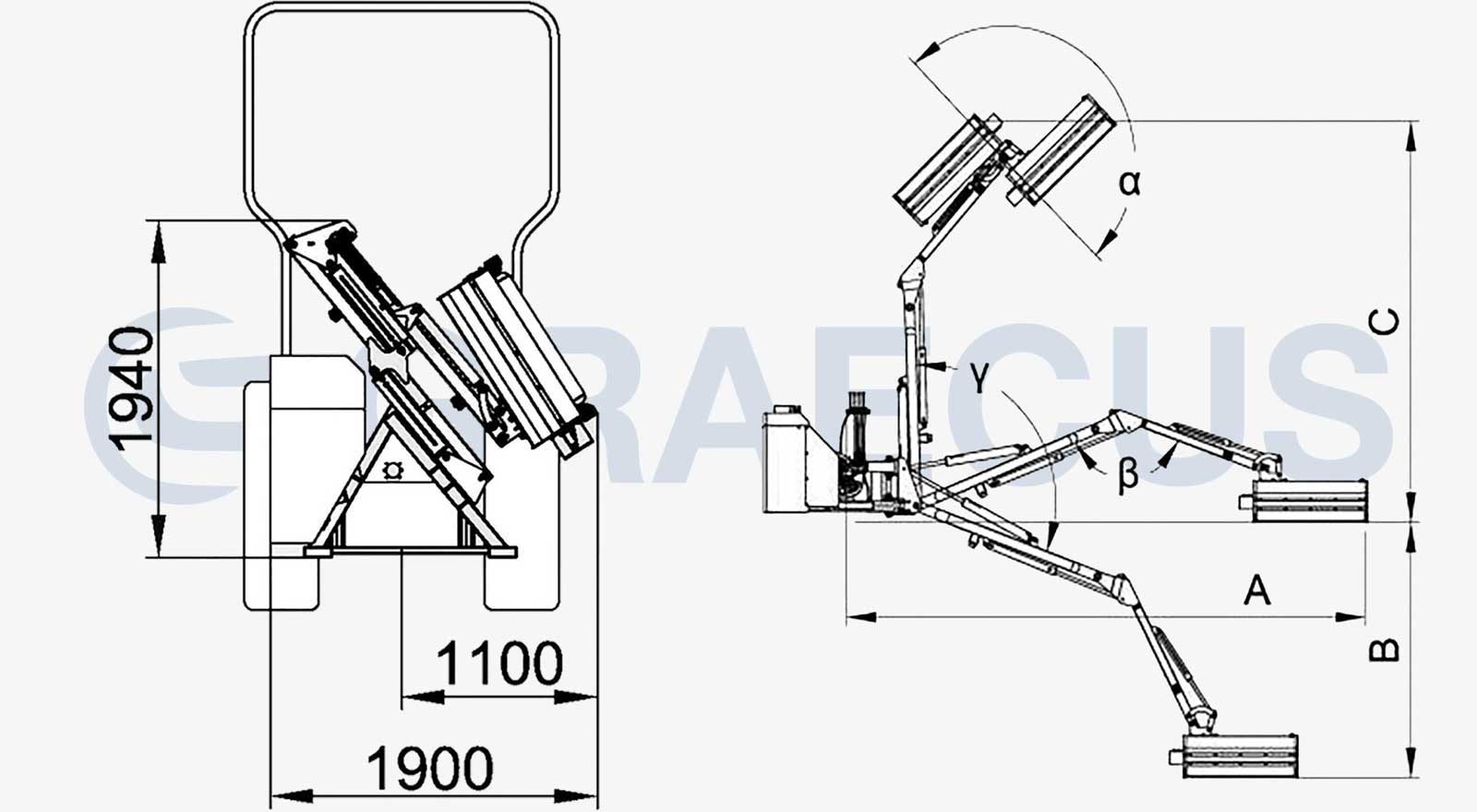 Τηλεσκοπικός Καταστροφέας με βραχιόνα, αυτόνομος για τρακτέρ | μεσαίου τύπου | MTK120