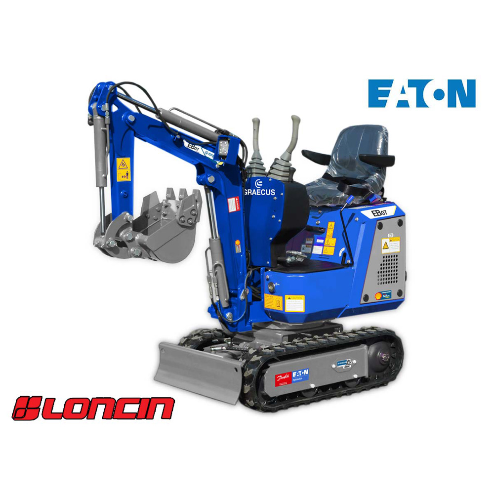 EB07-BOOM | Graecus | Μικρός ερπυστριοφόρος εκσκαφέας 700kg, βενζίνη, με γραμμή σφύρας 