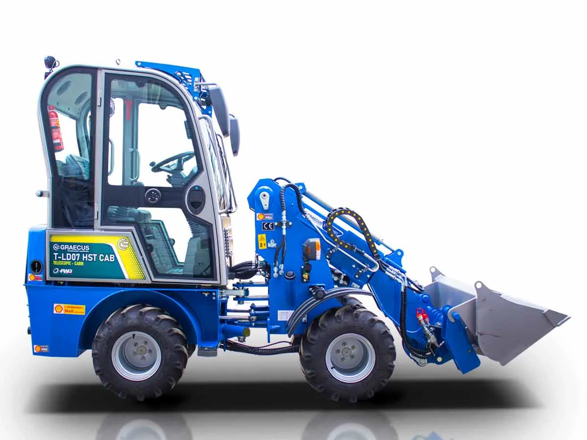T-LD07 HST Cab Perkins | Graecus | Μίνι τηλεσκοπικός υδροστατικός τροχοφόρος φορτωτής με καμπίνα 4×4 4WD