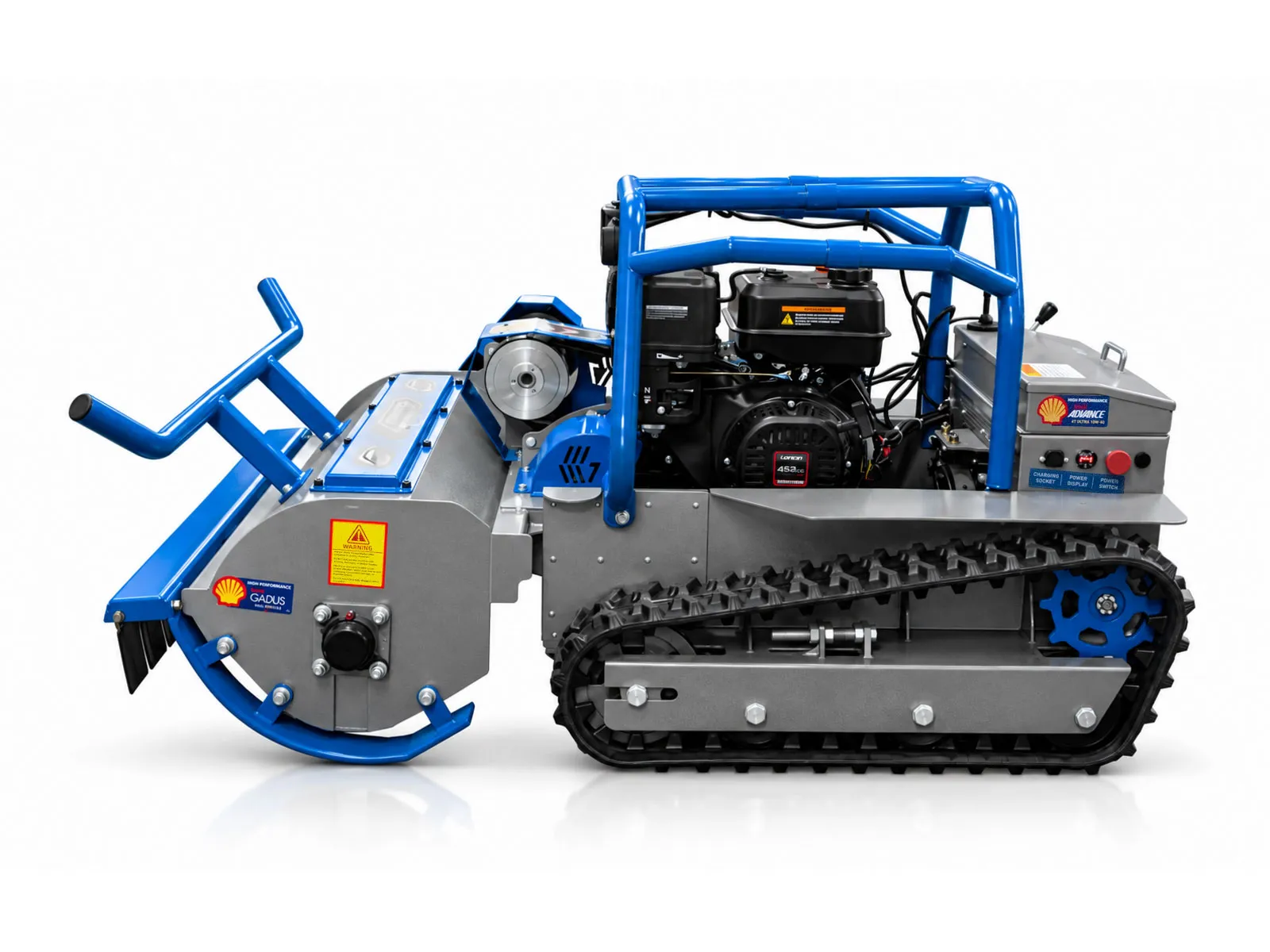 Graecus | RSC100 PRO Hybrid Hammer | Loncin | Τηλεκατευθυνόμενος καταστροφέας 100εκ χόρτων και κλαδιών με σφυριά , υβριδικός, ερπυστριοφόρος, ραδιοχειριστήριο 150m και Loncin 459cc 18hp 