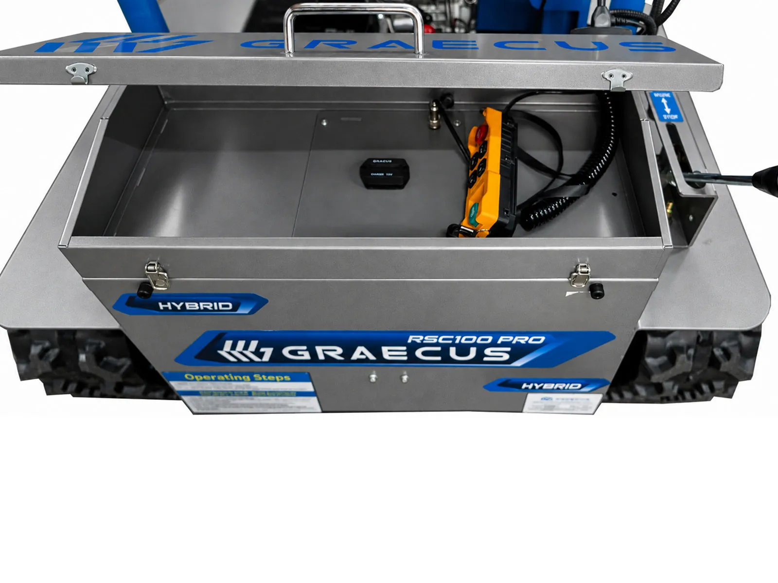 Graecus | RSC100 PRO Hybrid Hammer | Loncin | Τηλεκατευθυνόμενος καταστροφέας 100εκ χόρτων και κλαδιών με σφυριά , υβριδικός, ερπυστριοφόρος, ραδιοχειριστήριο 150m και Loncin 459cc 18hp 