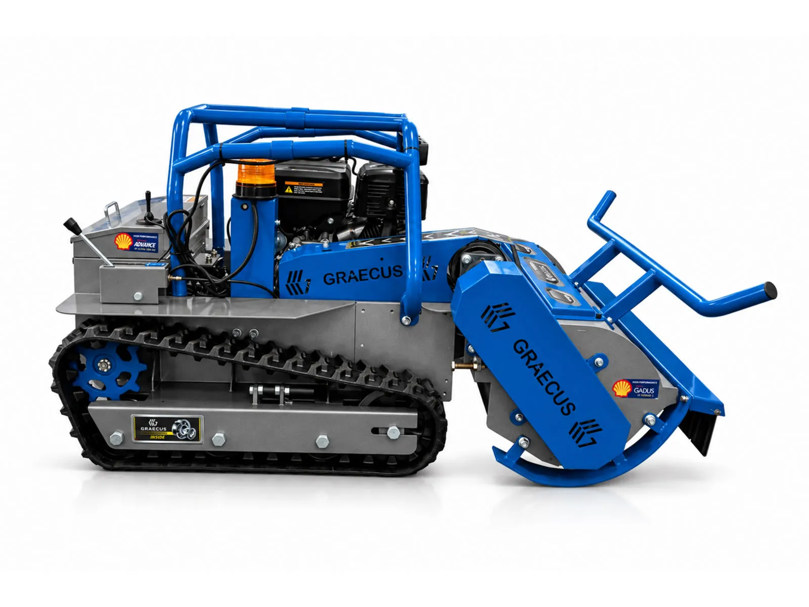 Graecus | RSC100 PRO Hybrid Hammer | Loncin | Τηλεκατευθυνόμενος καταστροφέας 100εκ χόρτων και κλαδιών με σφυριά , υβριδικός, ερπυστριοφόρος, ραδιοχειριστήριο 150m και Loncin 459cc 18hp 