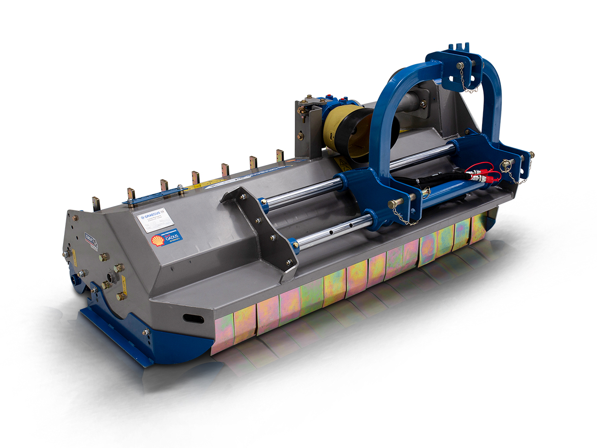 BK 150 | Graecus | Καταστροφέας βαρέως τύπου, με μετατόπιση, οδοντωτά σφυριά και λεπίδες συλλογής στο πίσω μέρος 