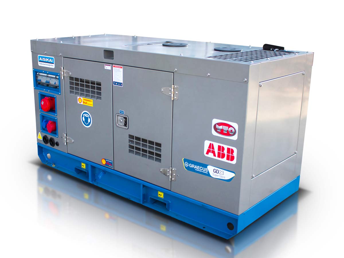 GD15 | Graecus | Γεννήτρια πετρελαίου τριφασική κλειστού τύπου με βάση, υδρόψυκτη με αυτόματο πίνακα μεταγωγής 