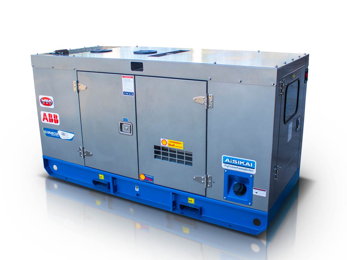 GD15 | Graecus | Γεννήτρια πετρελαίου τριφασική κλειστού τύπου με βάση, υδρόψυκτη με αυτόματο πίνακα μεταγωγής 