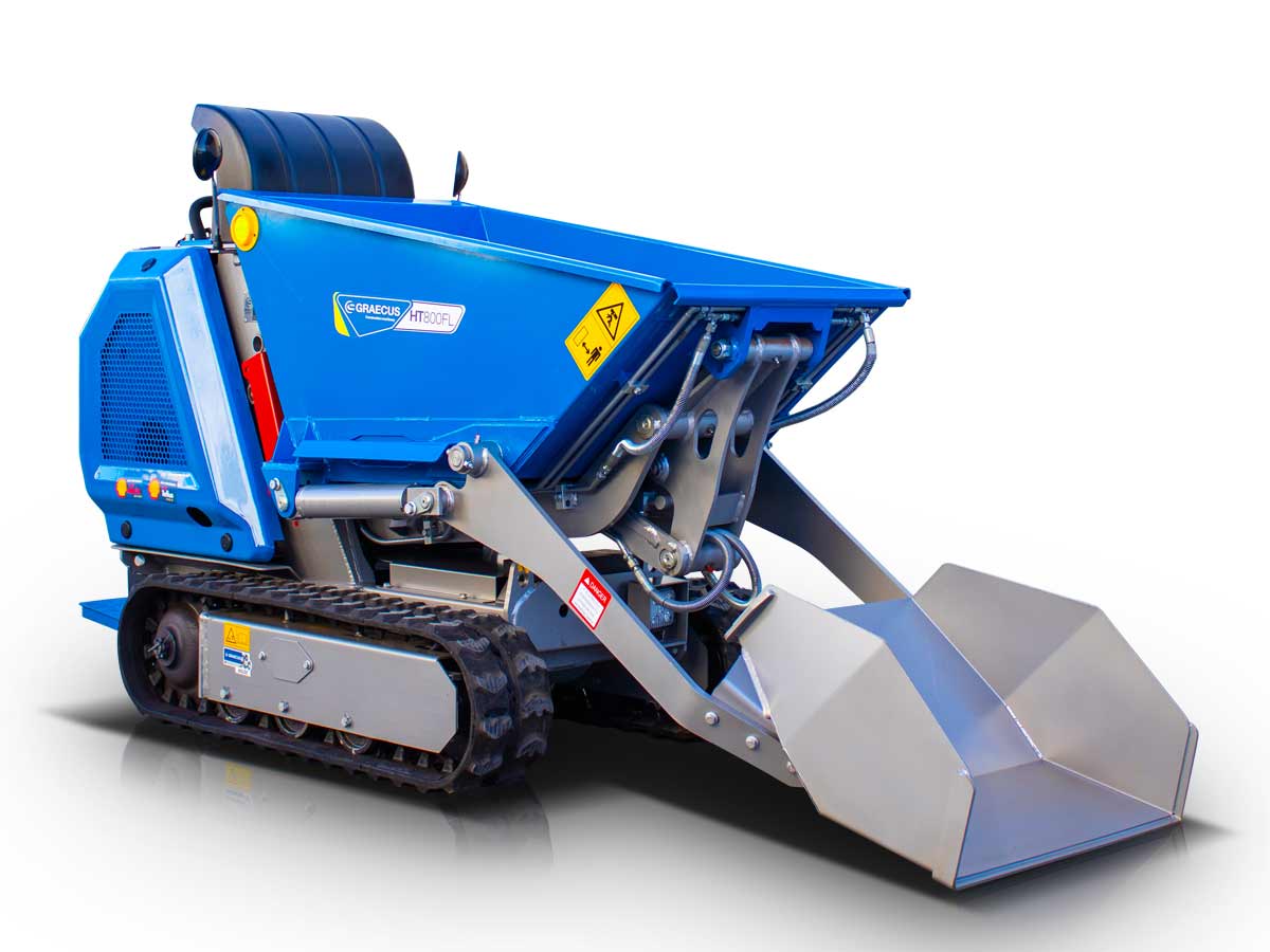 HT800FL-PRO | Graecus | Ντάμπερ Diesel Kubota, υδροστατικό με φορτωτή και υψηλή ανατροπή 800kg 