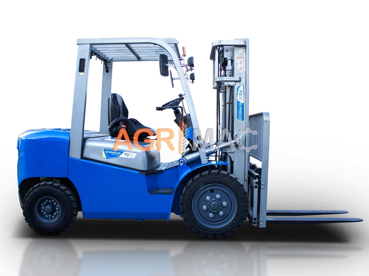 FD35V pro (ΡΙΚ) | Graecus | Κλάρκ 3.5Τ STAGE V Diesel | Triplex 4500mm | Υδραυλική πλάγια μετατόπιση | Πιρούνια 1220mm