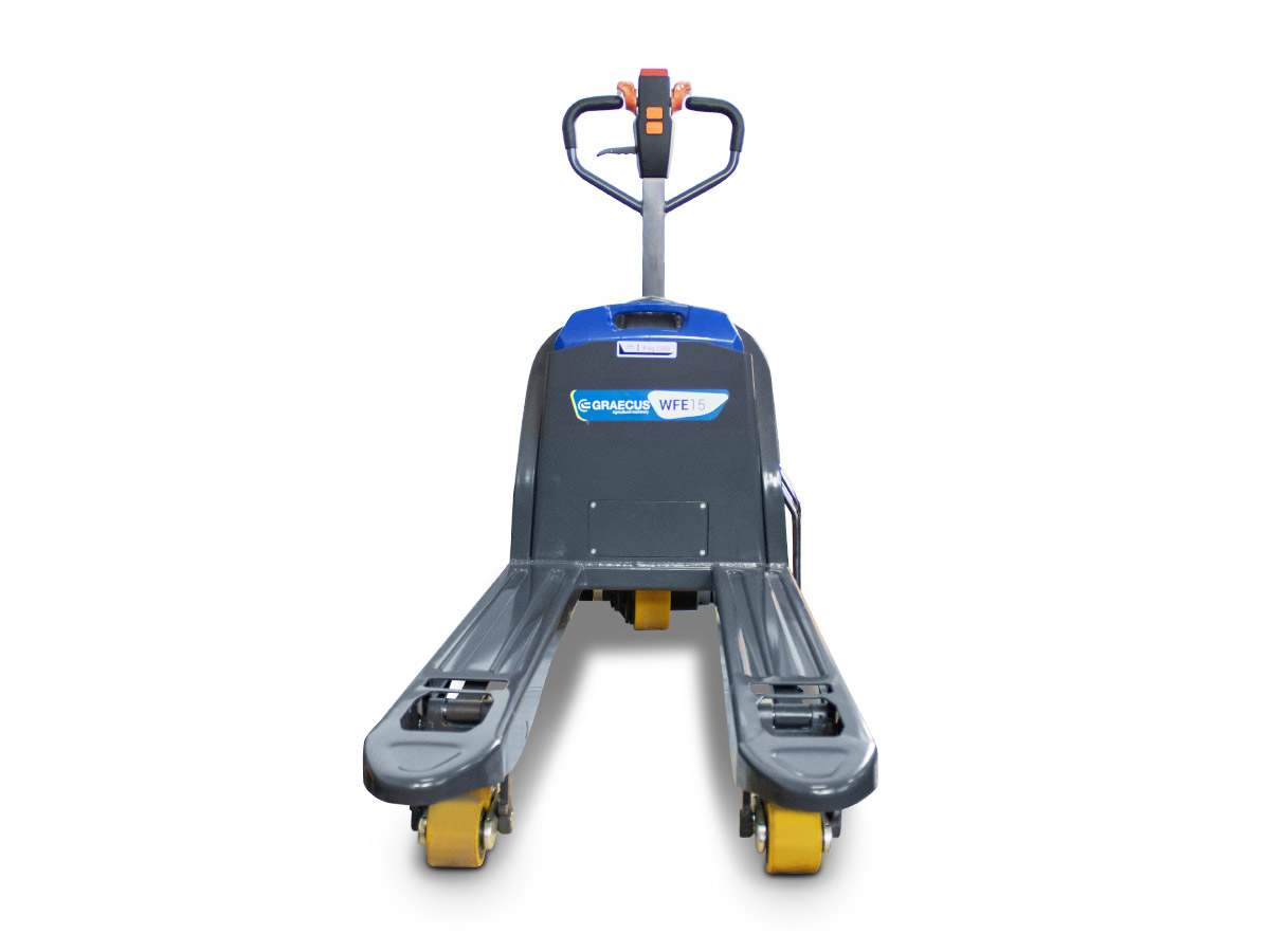 WFE15 | Graecus | Ηλεκτροκίνητο παλετοφόρο 1.5T| ηλεκτροκίνητη ανύψωση 200mm| ηλεκτροκίνητη κίνηση 4.5 km/h| μηχάνημα πεζού xειριστή 
