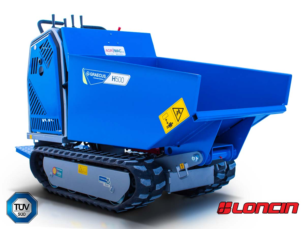 H500 | Graecus / Loncin | Ντάμπερ , υδροστατικό με υδραυλική ανατροπή και πλατφόρμα αναβάτη 500kg 
