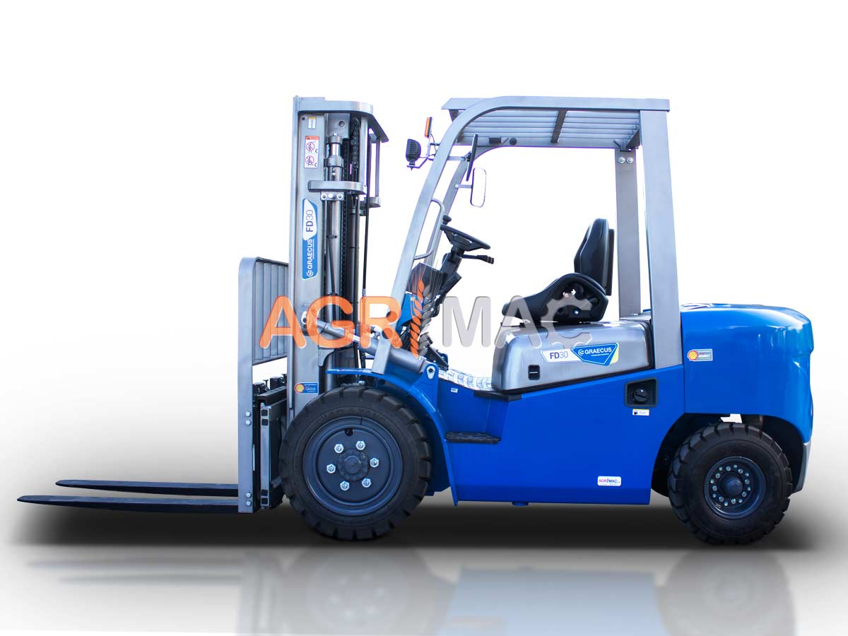 FD35V pro (ΡΙΚ) | Graecus | Κλάρκ 3.5Τ STAGE V Diesel | Triplex 4500mm | Υδραυλική πλάγια μετατόπιση | Πιρούνια 1220mm