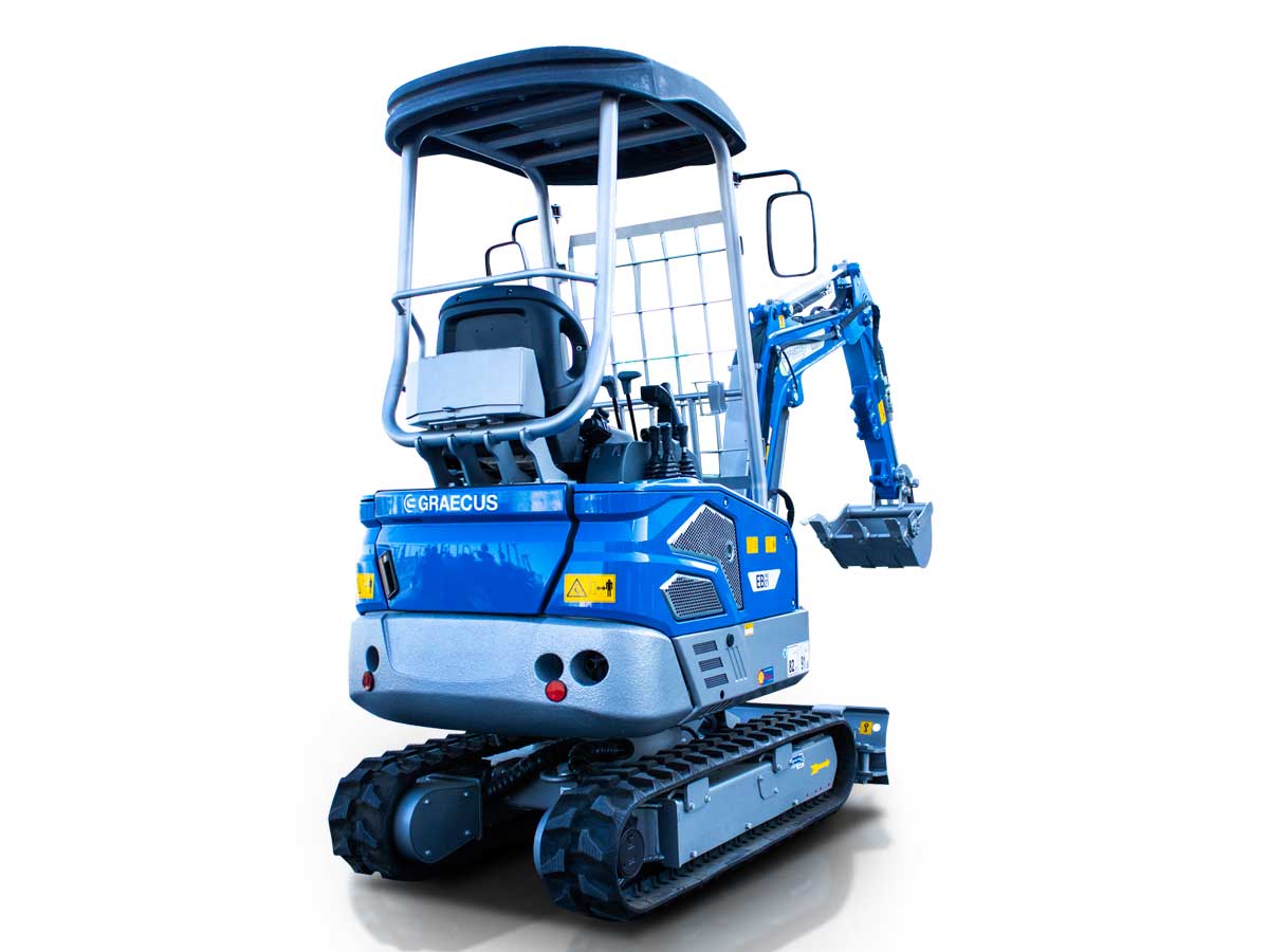 EB21-PRO | Graecus | Μίνι τσαπάκι 2.1T, Kubota Diesel, με περιστροφή στην μπούμα, πτυσσόμενες ερπύστριες, πλαϊνούς μοχλούς χειρισμού και γραμμή σφύρας 