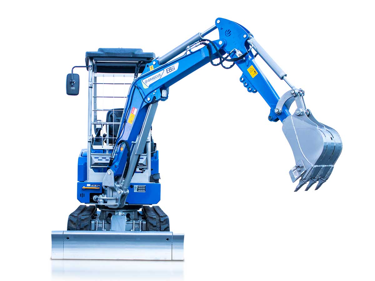 EB24-PRO | Graecus | Μίνι τσαπάκι 2.4T, Kubota Diesel, με περιστροφή στην μπούμα, πτυσσόμενες ερπύστριες, πλαϊνούς μοχλούς χειρισμού και γραμμή σφύρας