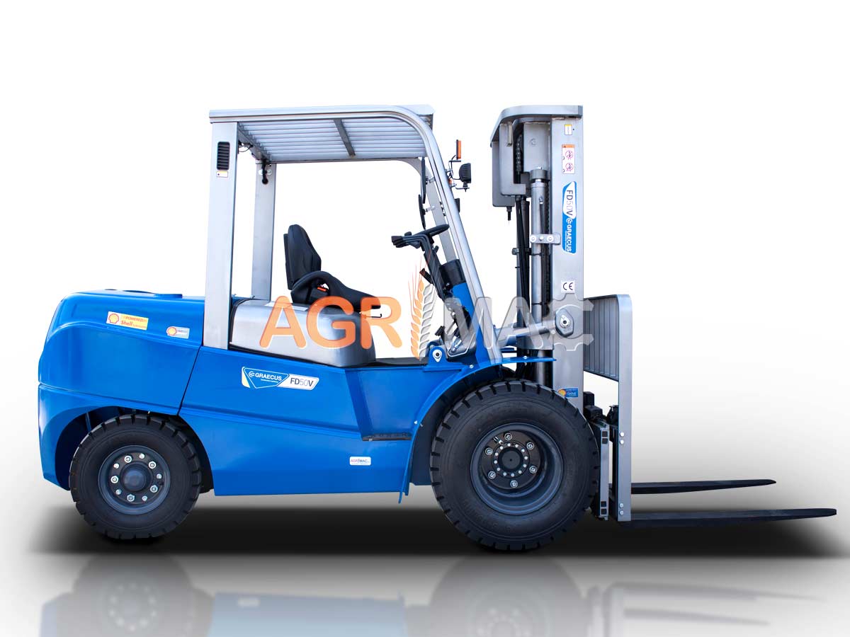 FD50V (ΡΙΚ) | Graecus | Κλάρκ 5.0Τ STAGE V Diesel | Duplex 3000mm | Υδραυλική πλάγια μετατόπιση | Πιρούνια 1220mm