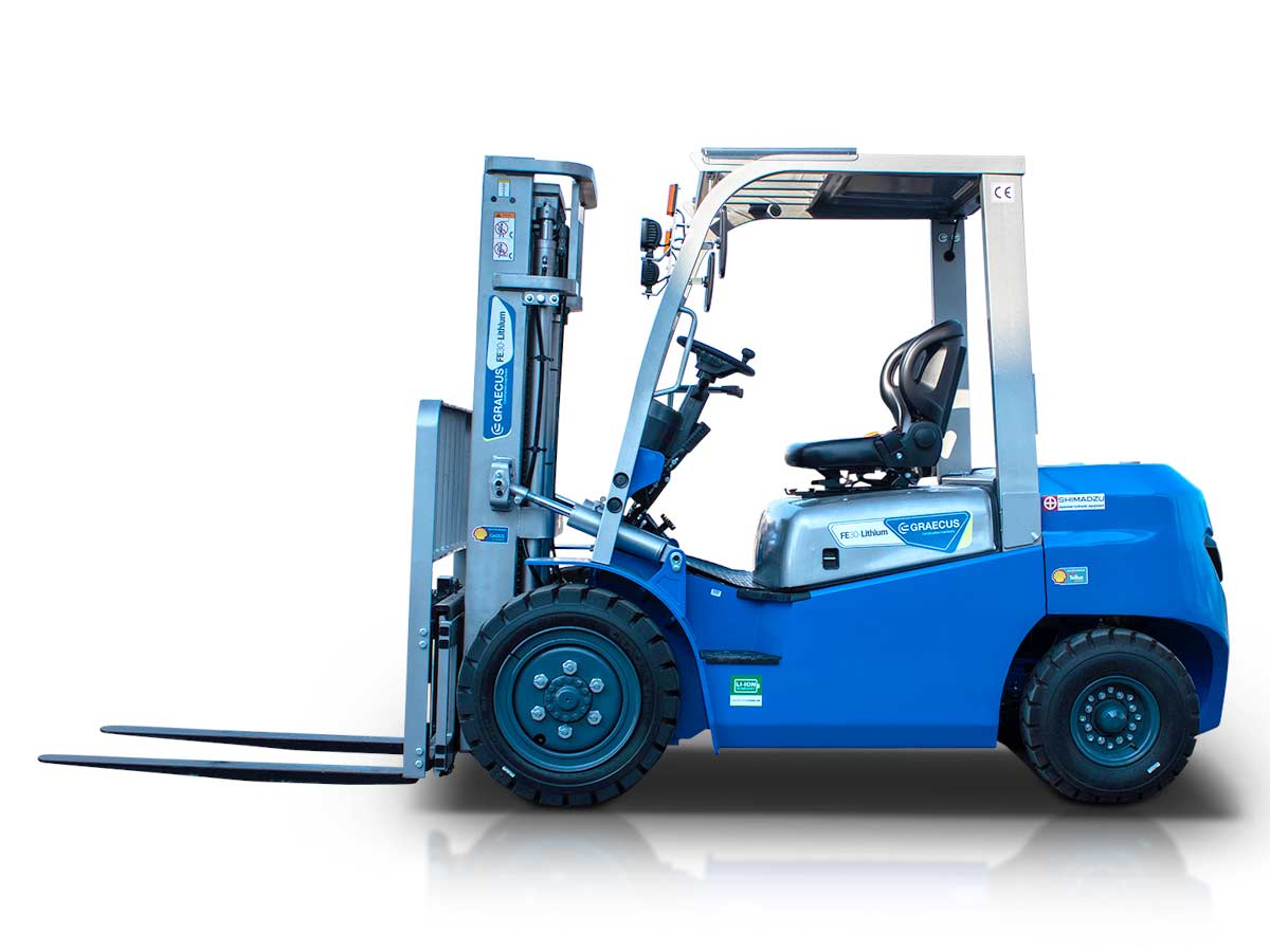 FE35-Lithium | Graecus | Κλάρκ 3.5Τ ηλεκτρικό με μπαταρία λιθίου | Duplex 3000mm | Υδραυλική πλάγια μετατόπιση | Πιρούνια 1220mm 