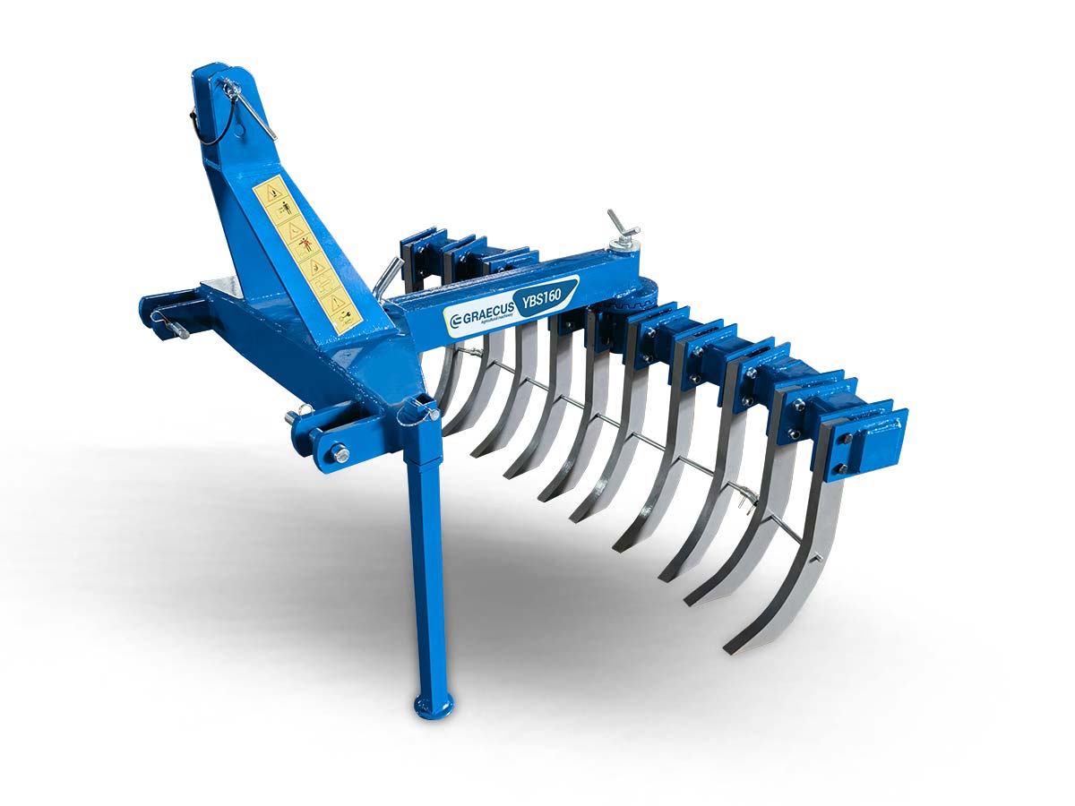 YBS160 | Graecus | Πετροσυλλέκτης για τρακτέρ, με Hardox 450 σταβάρια και 360º περιστροφή 