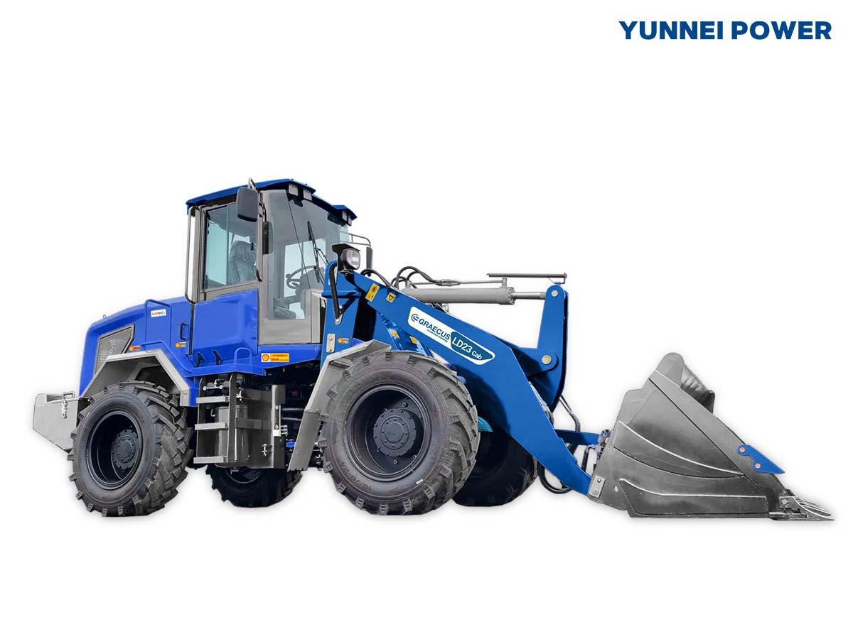 LD23 Cab | Graecus | Σπαστός τροχοφόρος φορτωτής 4×4 4WD | Μέγιστη ανύψωση 3,8m | Ικανότητα φόρτωσης έως 2.3Τ | Καμπίνα A/C | STAGE V
