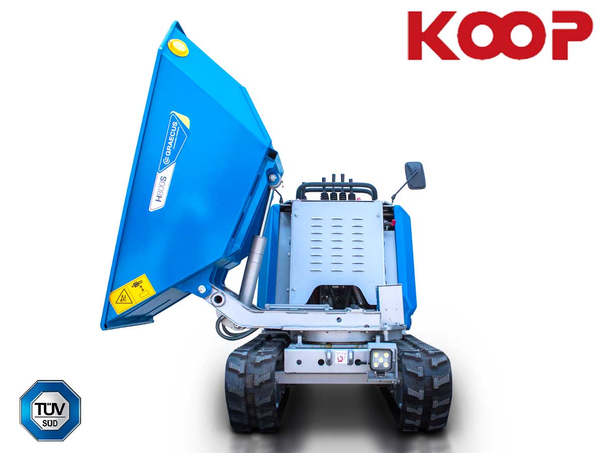  H800S | Graecus / KOOP | Ντάμπερ υδροστατικό με υδραυλική πλευρική εκκένωση, πλατφόρμα αναβάτη 800kg Diesel 