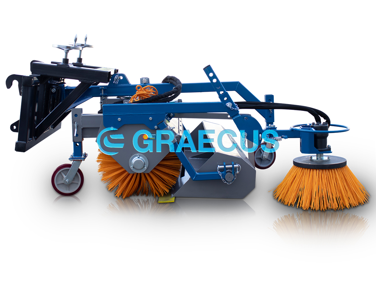 HYGIEIA H150-P | Graecus | Υδραυλική σκούπα καθαρισμού διπλής ζεύξης με επιπλέον πλάγια βούρτσα επαναφοράς και κάδο 