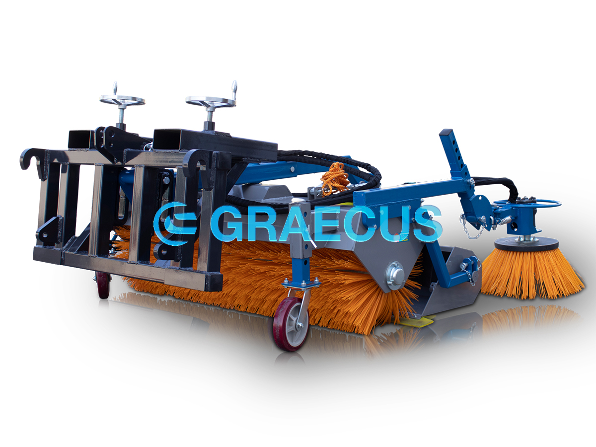 HYGIEIA H150-P | Graecus | Υδραυλική σκούπα καθαρισμού διπλής ζεύξης με επιπλέον πλάγια βούρτσα επαναφοράς και κάδο 