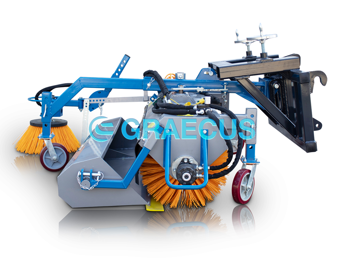 HYGIEIA H150-P | Graecus | Υδραυλική σκούπα καθαρισμού διπλής ζεύξης με επιπλέον πλάγια βούρτσα επαναφοράς και κάδο 